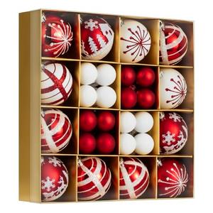Xmas station 44PCS Christmas Ball Ornaments Set Xmas Tree Decoration Balls 2025 Shatterproof Hanging Colored for Party Wedding Home Party Outdoor Indoor Red & White