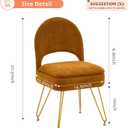 Vanity Stool Chair with Folding Back, Storage Ottomans Faux Fur Vanity Chair, Multifunctional Upholstered Footstool with 4 Metal Legs with Anti-Slip Feet for Bedroom Living Room Entryway