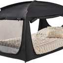 Black Indoor Privacy Queen Size Bed Tent for Adults, 3 Doors Sleeping Blackout 90% Canopy Tents with Breathable Mesh Windows, Large Space