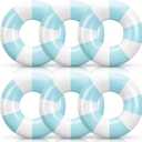 Foilswirl 47.24 Inch Jumbo Inflatable Pool Floats for Adult White Striped Pool Inner Rings Swimming Inflatable Floaties Tube Women Summer Beach Bachelorette Wedding Decor