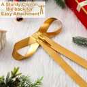 Moxweyeni Large Christmas Metal Bow Tree Topper Ornaments with Clip Gold Christmas Bow Decoration for Xmas Tree Topper Garland Wreath Indoor Outdoor Decor, 9 x 12 Inches