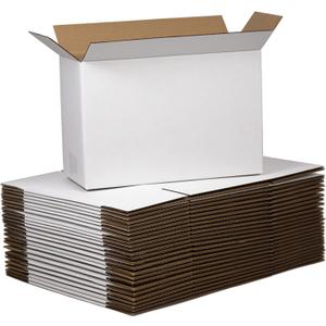 12x8x5 Inches Shipping Boxes, White Corrugated Cardboard Boxes for Small Bussiness, 25 Pack