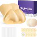 Sticky Bra Push Up Bra for Large Breasts - Double Sided Adhesive Bra, Waterproof for Swimwear (2 Pack, Nude)