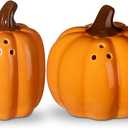 2 Pcs Fall Pumpkin Shaped Salt and Pepper Shakers 3 Inch Ceramic Salt and Pepper Shakers Set for Holiday Home Indoor Kitchen Decorations (Orange)