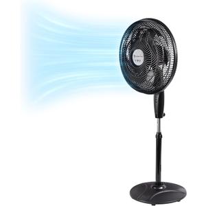 Comfort Zone PowrCurve Oscillating Pedestal Stand Fan, 18 inch, 6 Blades, Tri-Curve Grill for Reduced Noise, 180 Adjustable Tilt, Button Control, Ideal for Home, Bedroom & Office, CZST180BK (Black)