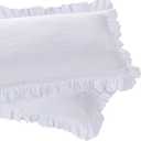 Queen's House Ruffled Pillow Shams Standard White Shabby Set of 2 Farmhouse Pillowcases French Country Vintage Frilly Pillow Cover Polyester 20x26