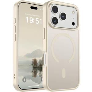 SUPFINE Magnetic for iPhone 17 Pro Case (Compatible with MagSafe)(Military Grade Drop Protection) Translucent Matte Shockproof with Anti-Fingerprint Phone Cover,Antique White