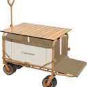 Whitsunday Collapsible 3 in 1 Wagon,Heavy Duty Collapsible Foldable Wagon Carts with Wheels, Folding Utility Wagon with Table Converts to Bench Beige (With Table, Beige)