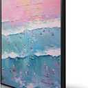 OAOPIC Summer Beach Surfs Up Canvas Wall Art, Coastal Surfing Pink Blue Sea Scenery Poster, Vintage Beachy Vibe Surfboard Aerial View Print, Endless Summer Painting for Living Room 12x16in Unframed