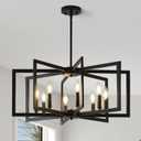 Black Chandelier for Dining Room, 8-Light Kitchen Chandelier Light Fixture Modern Metal Industrial Large Chandeliers for Farmhouse Entryway Living Room (E12 Bulbs Not Included)