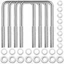 4 Sets 304 Stainless Steel Square U Bolt,U Bolts 3 inch Wide,1/2" D x 3-1/16" W x 5-5/16"L U-Bolts for Boat Trailer with Nuts and Washers, for Automobiles Trailer, Ski Boat