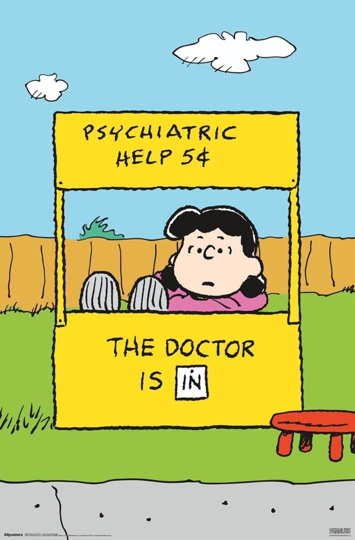 Trends International Peanuts: Classic - Lucy's Psychiatric Help Wall Poster, 19L x 13W, Premium Unframed Version