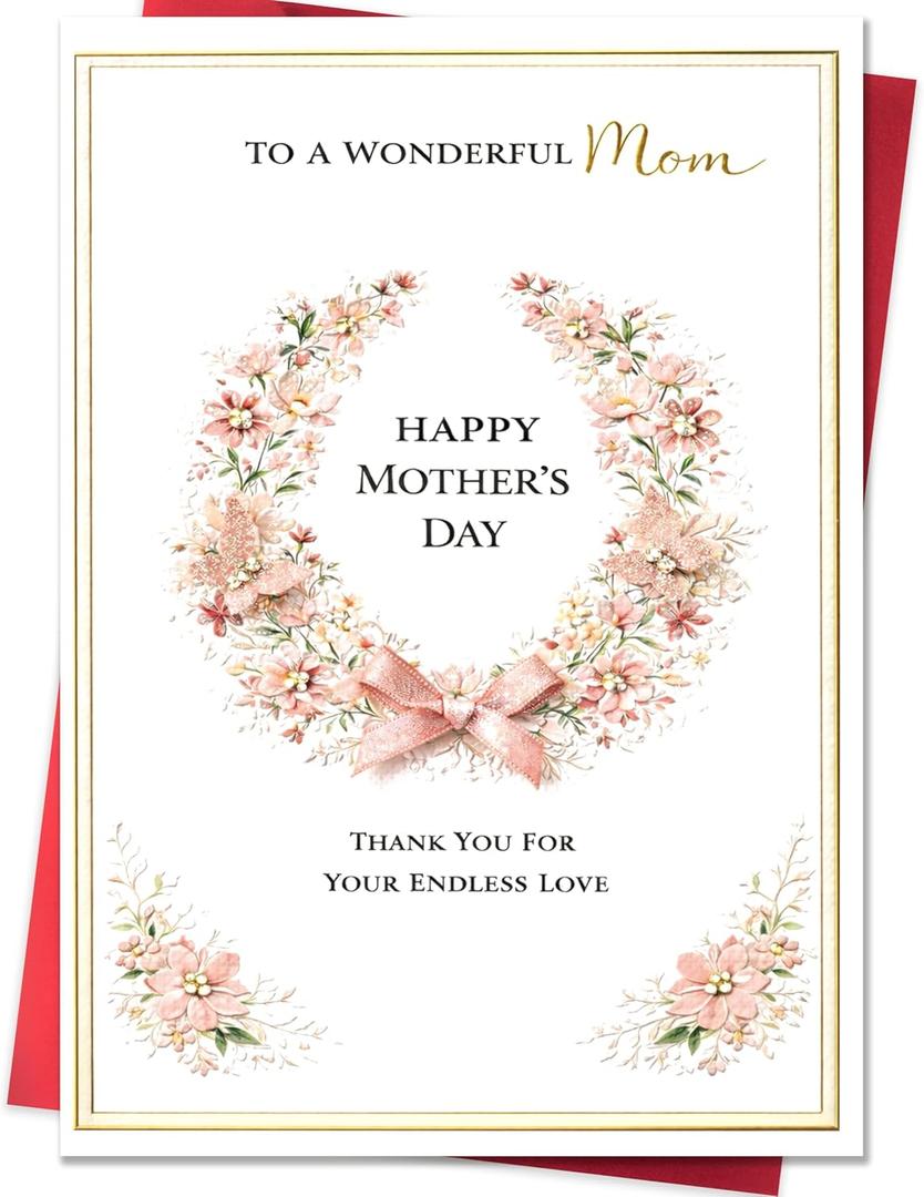 2 x IDU Mothers Day Card for Mom,Happy Mothers Day Cards Gifts from Daughter Son,Mothers Day Gifts Card for Mom