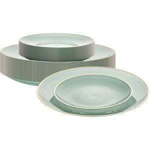 Restaurantware Plastic Plates 40 Pack of 7.13 and 10.1 Inch Crystal Design Elegant Party Plates Durable Tableware Set for Events