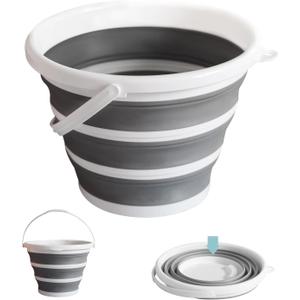 Collapsible Water Bucket (10L / 2.6 Gal)  Portable, Easy to Carry & Store, Ideal for Car Wash, Cleaning, Camping, Fishing and Outdoor Activities with Collapsible Handle Design