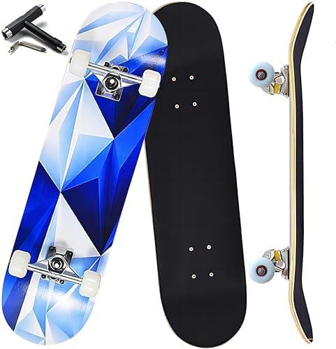 ANYFUN Pro Complete Skateboards for Beginners Girls Boys Kids Youths Teens Adults 31"x8" Skate Boards 7 Layers Canadian Maple Double Kick Deck Concave Longboard