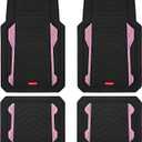 Rubbermaid Car Floor Mat, Heavy Duty All-Weather Car Mats Full Set with Dual-Tone Pink Aluminum Inserts Universal Fit, Anti-Slip Backing, Trim-to-Fit for Most SUV, Sedan