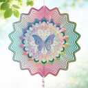 Hanging Wind Spinner 12 Inch, Butterfly 3D Stainless Steel Wind Spinner with Tail for Outdoor Garden Yard Patio Decor, Gift for Butterfly Lovers