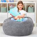 Huddle Original Cover for Stuffed Animal Bean Bag Storage Washable 100% Cotton XL -Bean Bag for Stuffed Animals Storage Premium Stuffable Bag for Kids | Strong Zipper, Thick Corduroy (8- Grey Corduroy (Cover Only))