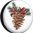 Pine Cone Spare Tire Cover Hand Drawn Watercolor Christmas Day Decoration Botanical Weatherproof Universal Wheel Protectors Camper Tire Covers for Trailer Rv Travel(17 inch) (17" fits tire cover diameter 31"-35")