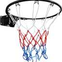 MIUDGIG 18" Basketball Rim Replacement, Universal 18" Professional Double Spring Solid Steel Basketball Hoop Rim with Net Fits In-Ground & Wall-Mounted Basketball Hoops, Indoor/Outdoor