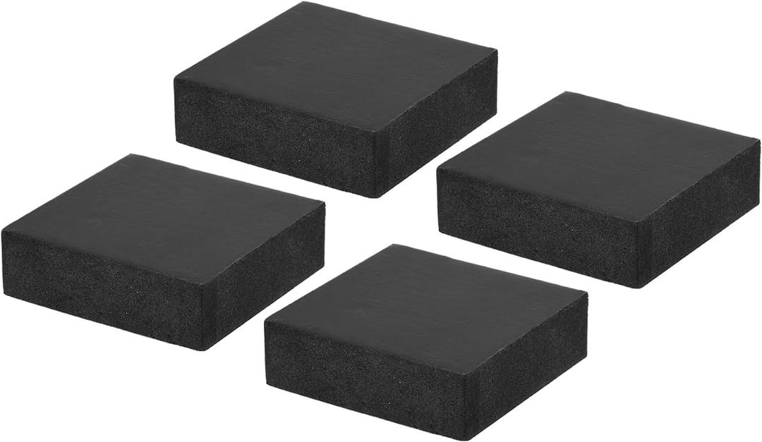 PATIKIL Rubber Anti-Vibration Pads, 4 Pcs Square Vibration Isolation Mats 2" x 2" x 0.6" for HVAC Air Conditioner Air Compressor Washer Dryer, Black