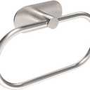 Adhesive Towel Holder for Bathroom Brushed Nickel No Drill Hand Towel Ring Stainless Steel and Zinc Alloy Self Adhesive Towel Hanger for Bath, Kitchen