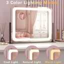 ROLOVE 22x17 Inch Lighted Vanity Mirror with Dimmable LED Lights - 3 Color Modes, Smart Touch Control & 360 Rotating Base - Desk Makeup Mirror (Black)