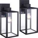 Outdoor Wall Lantern Waterproof Outdoor Wall Lights, Exterior Light Fixture with Toughened Glass Shade, Matte Black Outdoor Wall Sconce Decorative for Porch, Patio, Garage (2 Pack)