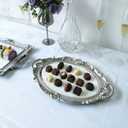 Oval Decorative Mirror Tray, French Style, Makeup Organizer, Jewelry Organizer, Serving Tray, 9.8"x 14.6", Golden Silver