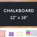 Magnetic Chalkboard 12x16 Hanging Framed Wall Chalk Board Combination Chalk & Bulletin Board Rustic Wooden Framed Blackboard for Kids, Home, Office, Restaurant