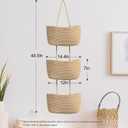 TeoKJ Over the Door Hanging Basket, 3-Tier Woven Cotton Wall-Mounted Storage Organizer Bag Decorative Hanging Nursery Baskets, Jute