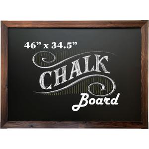 Loddie Doddie Magnetic Chalkboard - 46 in x 34.5 in, Rustic Wood Frame - Menu Board for Kitchen & Magnet Display - Mounting Hardware & Hanging Chalkboard - Meal Planning Chalk Calendar Board for Wall