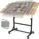 ALL4JIG 2000 Pieces Puzzle Table with Legs and Wheels, Wooden Jigsaw Puzzle Table with 4 Drawers & Cover,Upgraded Stability & Optimized Lightweight Design,Vertical Placement Option (Grey)