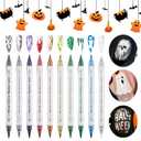 10 Colors Metallic Nail Art Pens Dual Tip  Quick Dry Nail Design Pens with Brush & Fine Tip for DIY Nail Art on Natural, Gel, Acrylic Nails