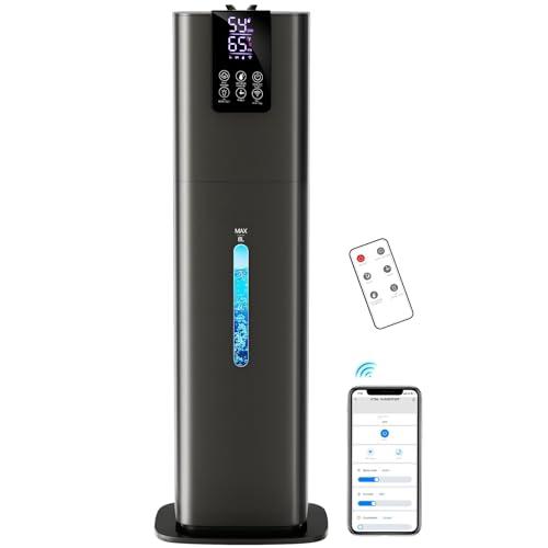 Smart Humidifiers Large Room Bedroom Home, 2.11Gal(8L) Quiet Top Fill Cool Mist Humidifier, Smart App & Remote Control, 3 Speed Humidifier with 360° Nozzle, Humidity Setting for Baby Office(Gray)