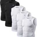 TELALEO 5 Pack Men's Athletic Compression Shirts Sleeveless Workout Tank Top Sports Base Layer Running Basketball Black/White(Five Pack)