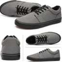 BENPAO Mens White Casual Shoes All Black Fashion Sneakers for Men Low Top Lace Up Canvas Shoes(Dark Grey, us12)