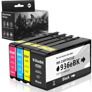 936XL 936e Ink Cartridges Combo Pack Replacement for HP 936e Ink 936XL Black and 936 Color Combo Pack for HP OfficeJet Pro 9120e 9125e 9122e 9128e 9130e 9135e 9110b 9130b 9730e (4 Pack with Chip)