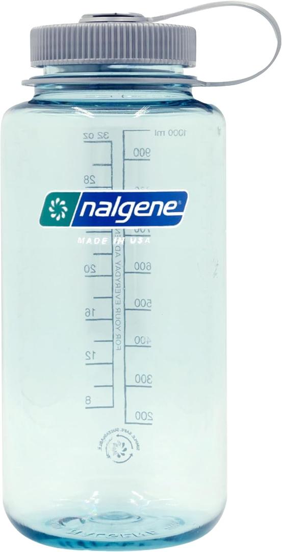Nalgene Leak Proof Tritan BPA-Free Water Bottle - 32 oz Wide Mouth - Made in the USA for Outdoor Use & Daily Hydration (Seafoam)