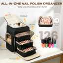 Nail Polish Organizer Backpack Holds 126 Bottles & Nail Lamp, Extra Large Nail Organizers and Storage Case with 3 Removable Pouches, Portable Nail Bag for Tech & Travel