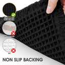 Upgrade Waffle Bath Mat Set 2 Piece , Boho Bathroom Rugs Absorbent Non Slip, Ultra Soft Bathroom Mat, Machine Washable Knit Bath Rugs with Tassels for Bathroom, Bedroom, Kitchen, Shower, Tub, Black
