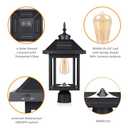 Kemeco Solar Post Light with Pire Mount Base, Outdoor Dusk to Dawn Waterproof Aluminum Lamp Bright Sandy Colored LED Solar Powered for Pole Pillar Gates Yard Deck Garden Decoration