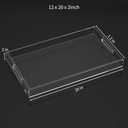 NIUBEE Acrylic Serving Tray 12x20 Inches -Spill Proof- Clear Decorative Tray Organiser for Ottoman Coffee Table Countertop with Handles