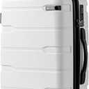 Coolife Carry On Luggage 22x14x9 Airline Approved Hardside PC+ABS Suitcase with TSA Lock, Lightweight Rolling Travel Luggage with Spinner Wheels(White, 20in)