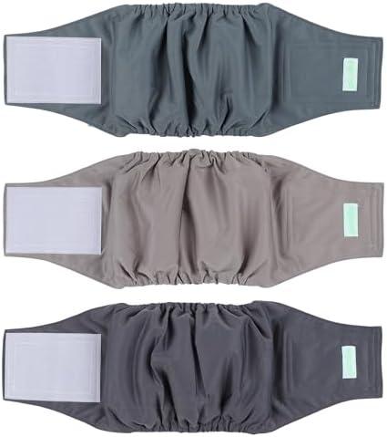 wegreeco Washable Male Dog Belly Band (Stylish Pattern)- Pack of 3 - Washable Male Dog Belly Wrap, Dog Diapers Male (Morandi, Small)