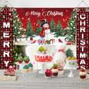 Merry Christmas Banners with 3 Pcs 71"x 43" Christmas Backdrop and Porch Signs Hanging Ribbon, Indoor & Outdoor Christmas Decorations for Home Wall/Front Door/Yard, Party, Photography