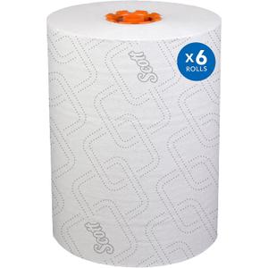 Scott Professional Pro Slimroll Hard Roll Paper Towels, Bulk (47035), Hardwound, Absorbency Pockets, White, for ScottBrand Orange Core Dispensers (6 Rolls at 580' Each, 3,480'/Case) (White, M)