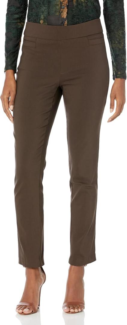 Briggs New York Womens Super Stretch Millennium Welt Pocket Pull on Career Pant (Average & Short & Tall Length) (8, Cocoa)