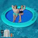 CALOBANA Round Floating Ring Inflatable Water Hammock Heavy Duty River Floats Lake Raft for Adults Tanning Pool Lounger Float Island Platform Pad Mat for Party